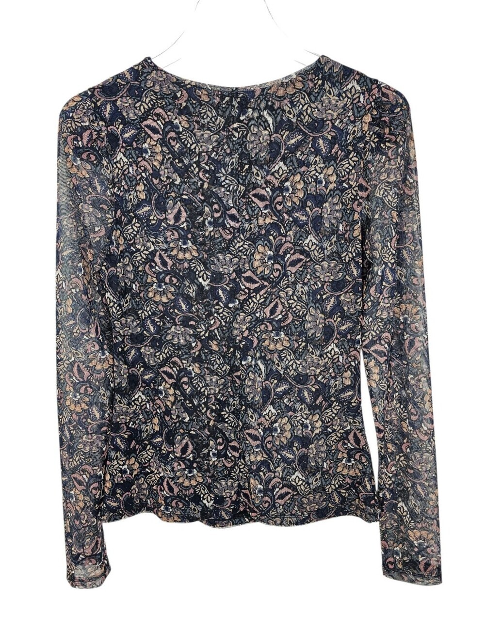 Evereve Amora Ruched Mesh Blouse in Black Multi - Picture 4 of 9